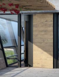 Portes Team Axis en chêne massif et tôle d'aluminium peinte