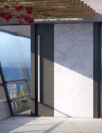 Portes Team Axis en quartz fritté et tôle d'aluminium peinte