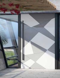 Portes Team Axis en mosaïque de grès cérame émaillé et tôle d'aluminium peinte